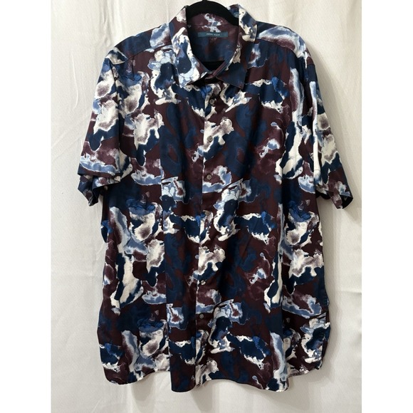 Perry Ellis Mens Short Sleeve Shirt Cotton Size 3xl abstract graphic print - Picture 1 of 6